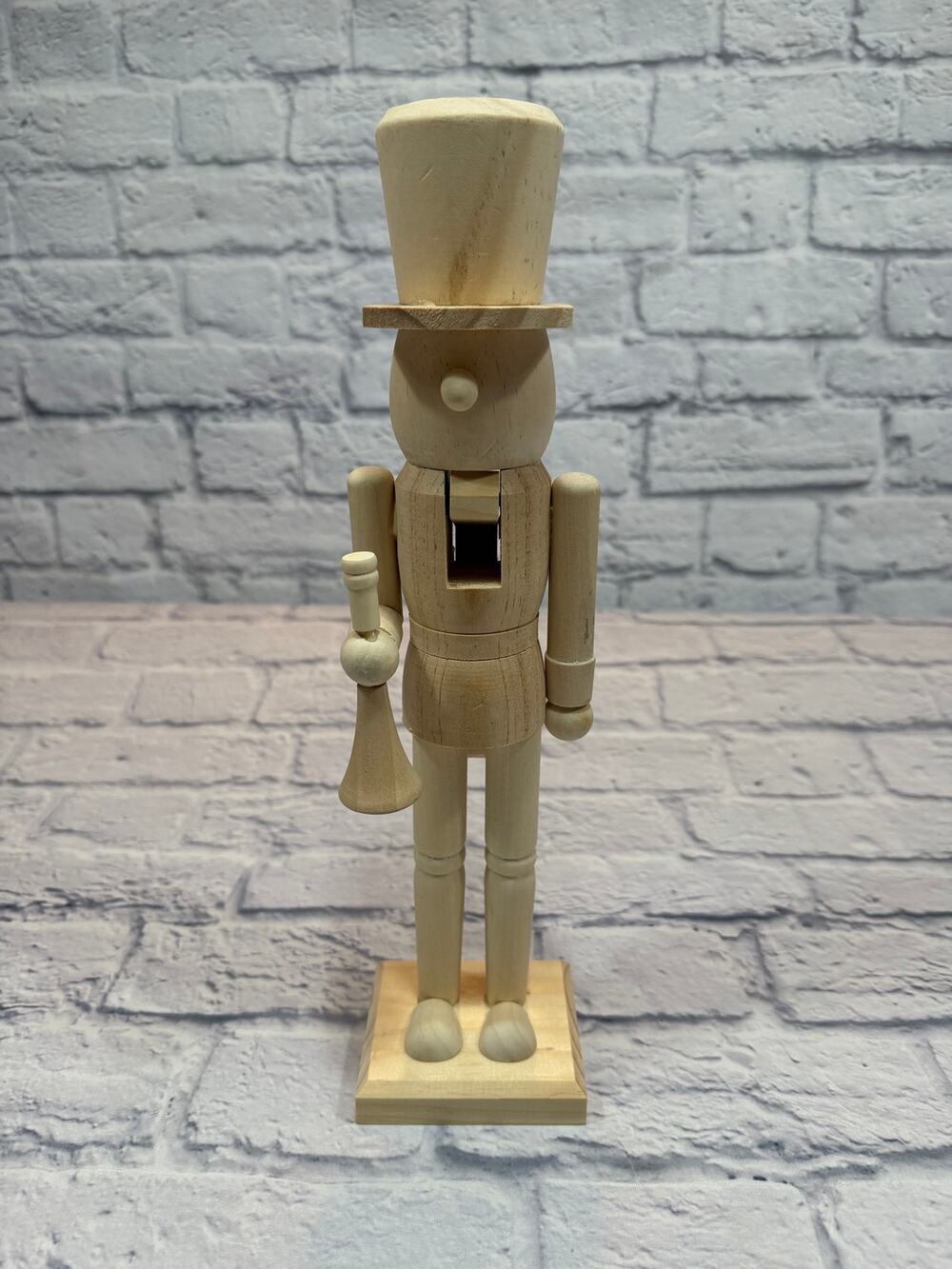 NEW 14” Paintable Wooden Trumpet Nutcracker Make Market Unfinished Marching Band